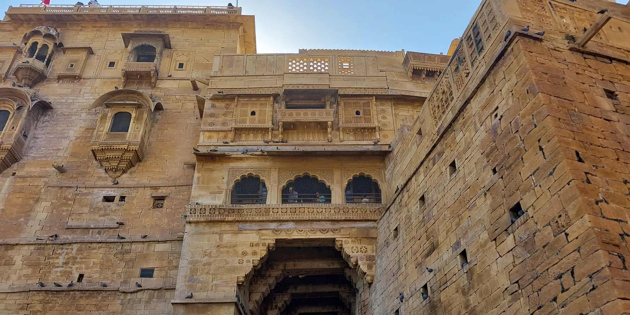Sandstone buildings along a street in Jaisalmer old city